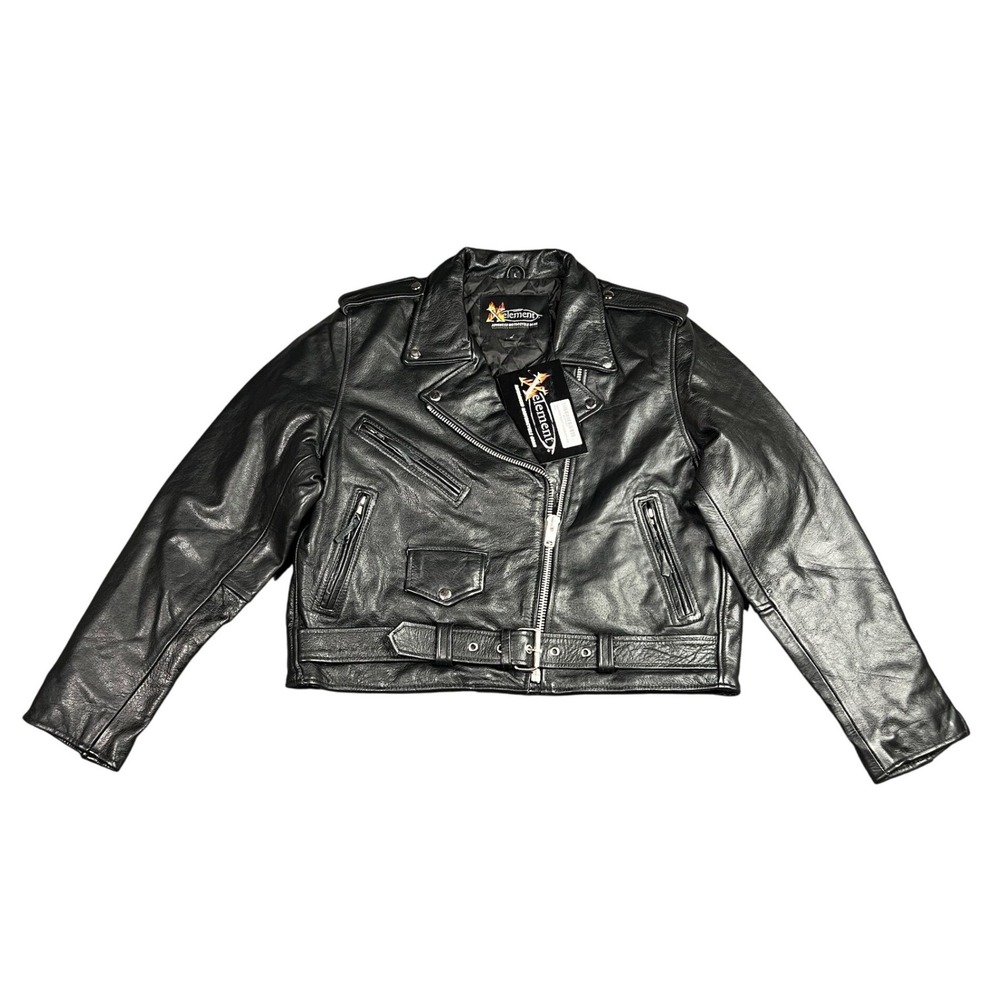 NWT Xelement Women's Large B7800‎ Queenie Black Leather Motorcycle Biker Jacket